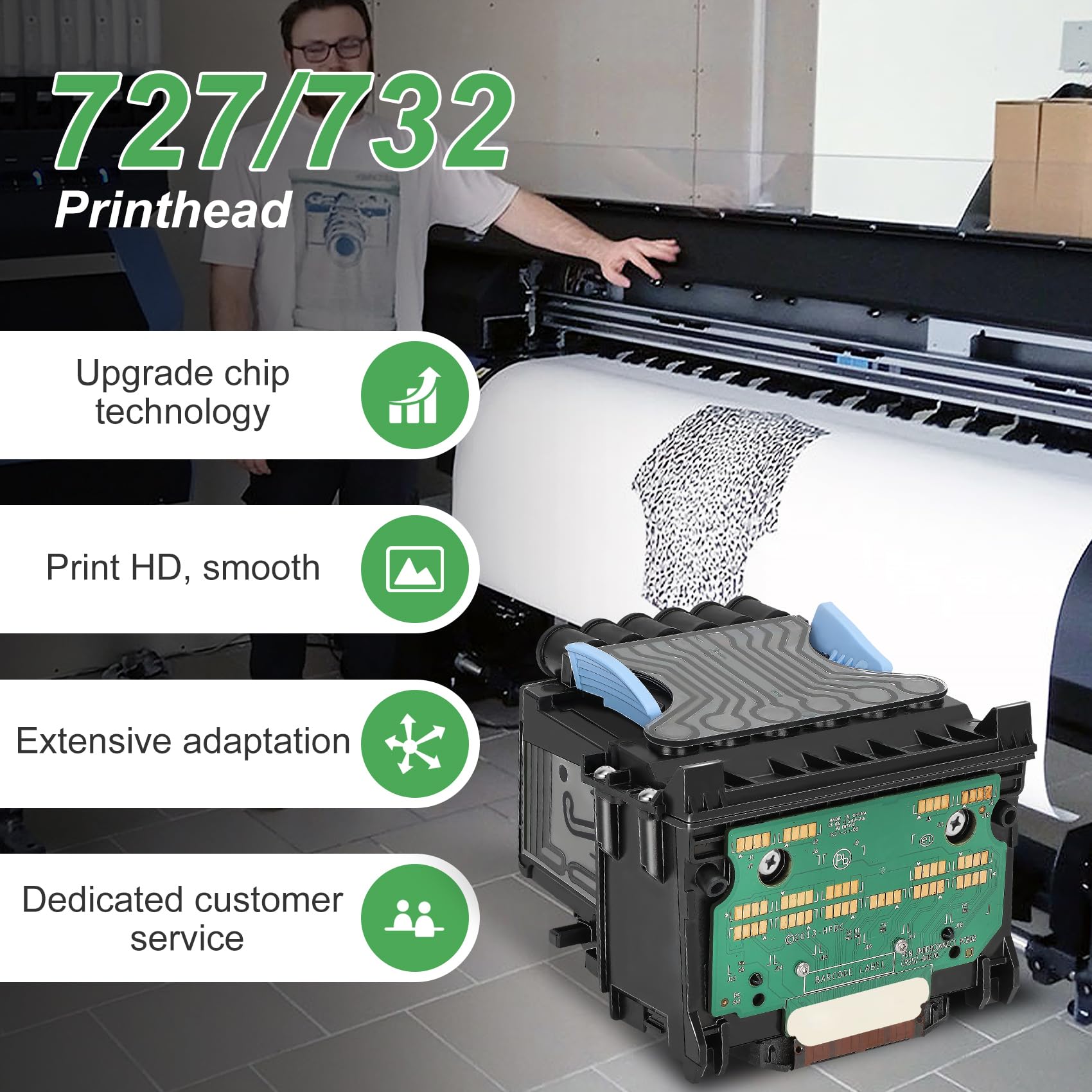 Cabeça de impressão 727/732 (B3P06A), substituição para cabeça de